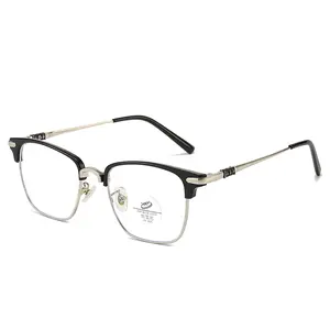 Metal Half Frame Fashionable Anti-Blue Light Glasses Radiation Protection Trendy Eyewear Stylish Half Rim Blue Light Blocking Glasses for Computer Use Reading and Daily Wear