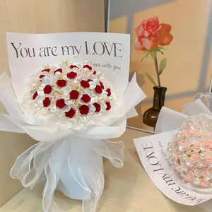 DIY Preserved Rose Bouquet Kit Eternal Flower Handmade Gift Romantic Artificial Rose Hand Bouquet for Girlfriend Valentine’s Day Love Gifts