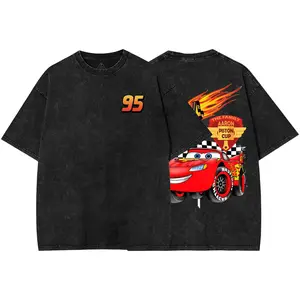 Retro Two Side Cars T-Shirt Tee, Cars Movie T-Shirt 1, Mcqueen and Mater Retro Vintage Unisex Anime Graphic Tee – Trendy Y2K T-Shirt Acid , Streetwear Casual Apparel Top, Manga Game Movie Lover Gift For Fans Merch, Washed Hoodie and Sweatshirt v1