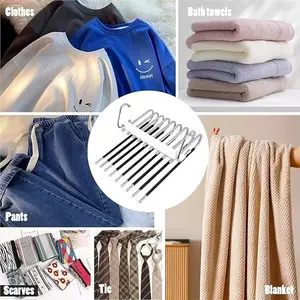 5/9 layer closetsaver,5/9-Tier Stainless Steel Trouser Rack,pants hanger shanger organizer – Space-Saving & Non-Slip Clothes spacesaving Hanging with 5 Extra Hooks – Compact Closet Organizer for Ultimate Storage Efficiency, percher opara pantalones