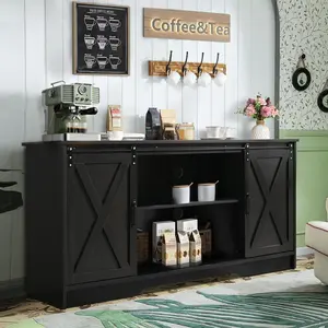 [Memorialday] HOMBCK Farmhouse Coffee Bar Cabinet with Storage, 58" Sideboard Buffet Cabinet with Storage, Sideboard Cabinet for Living Room
