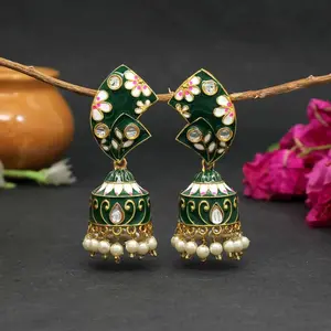Kundan Meenakari Earrings - Traditional Indian Jewelry