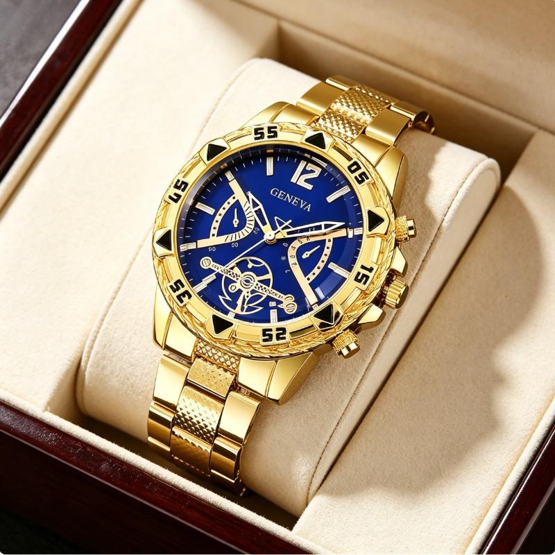 Hip-Hop Style Gold Watch Set | Rugged Chrono + Spear Necklace for Him Hip-Hop Style Gold Watch Set | Rugged Chrono + Spear Necklace for Him