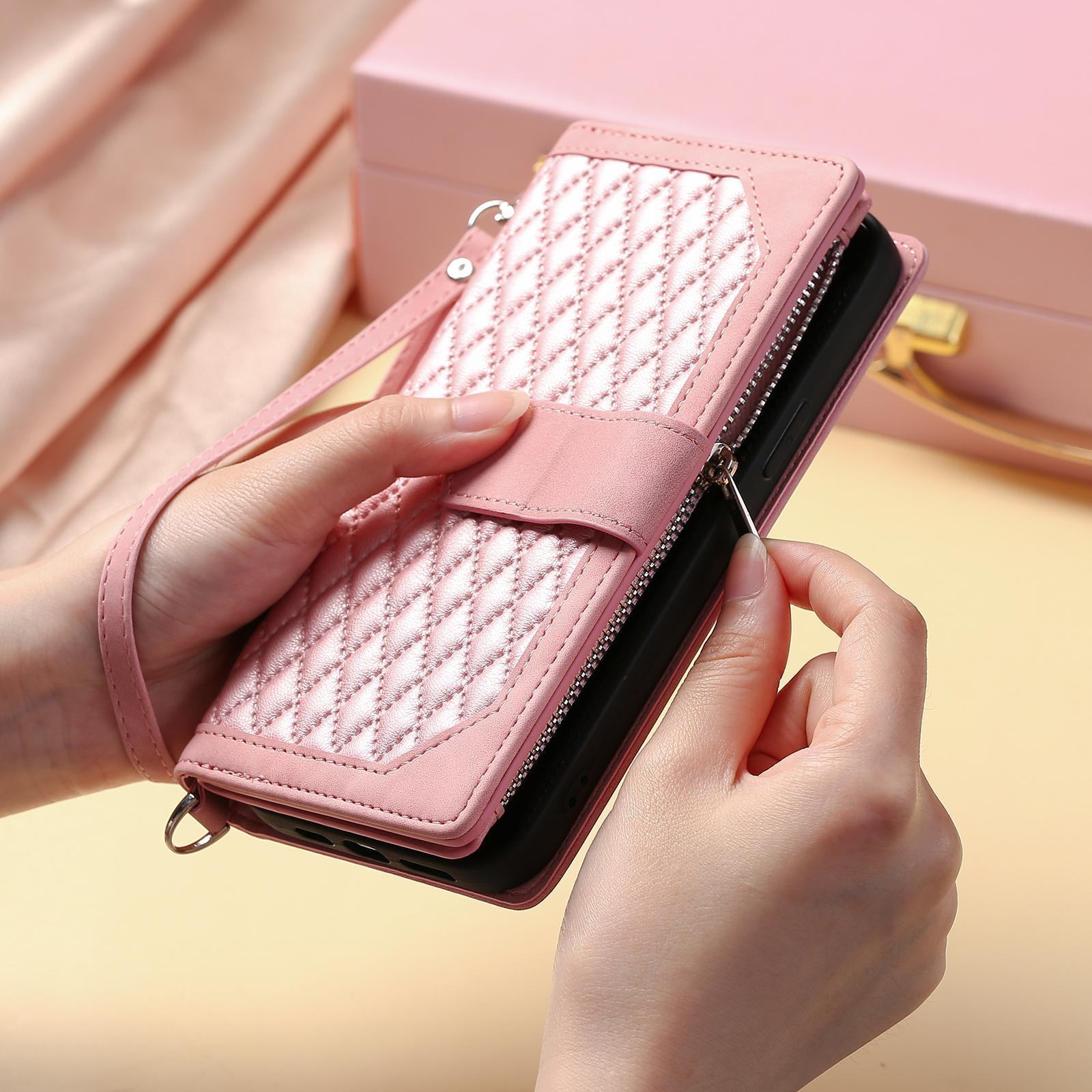 Wallet Case For iPhone 17 16 15 14 13 12 11 Pro Max, PU Leather Phone Case with Card Holder Kickstand & Wrist Strap Cover Magnetic Closure Flip Handbag Zipper Purse Shell for Women Girls