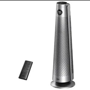 Dreo 1500W Solaris 818 Oscillating Ceramic 30" Indoor Space warmer for Home or Large Bedroom with Remote Control Silver: ETL Listed, 9 Settings