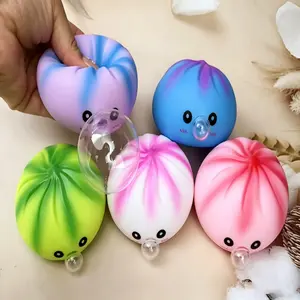 Cute Bubble Blowing Squishy Toy, Kawaii Face Slow Rising Squeeze Ball, Soft Stress Relief Decompression Toy for Anxiety Relief, Fun Fidget Toy Gift for Kids and Adults