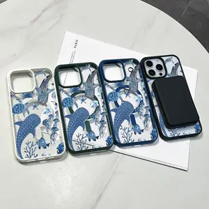 Chic Magnetic Case for iPhone 11-16 Pro Max Whaleshark MagSafe Ready Anti-Slip Ultra Thin TPU Cover Shockproof Cellphone Protector White