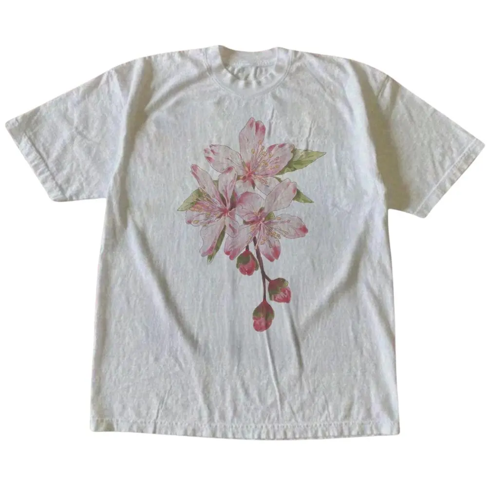 The Pink Cherry Blossom Graphic T-Shirt, Watercolor Sakura Flower Tee, Cottagecore Floral Shirt, Gift for Men, Gift for Women, Crew Neck T-shirt, Trending T-shirt
