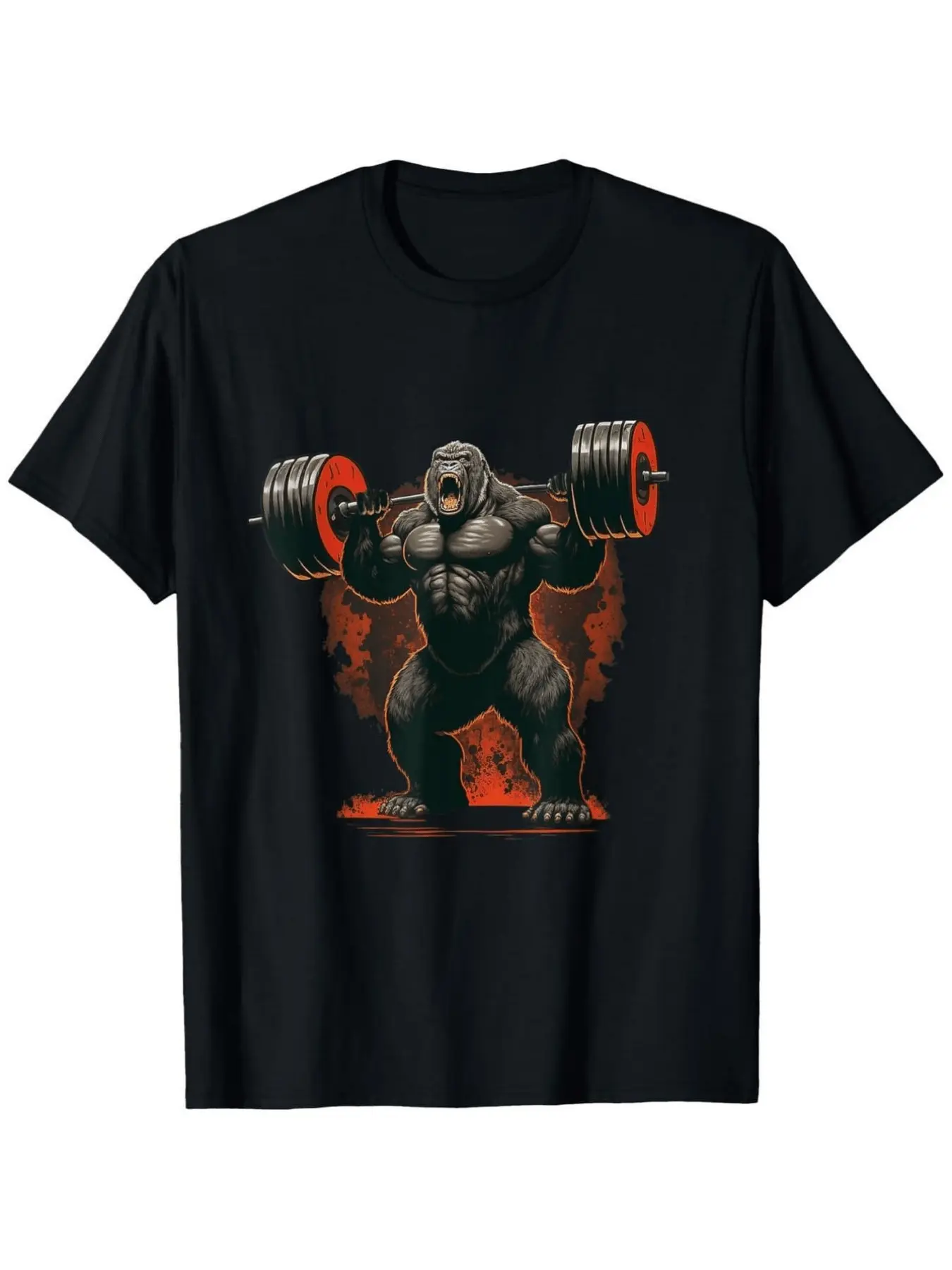 Men's Gorilla Weightlifting Graphic T Shirt Vibran unisex soft cotton short sleeve t shirt, vintage graphic casual tee for men women teens, perfect birthday holiday gift for camping travel gym daily street casual wear