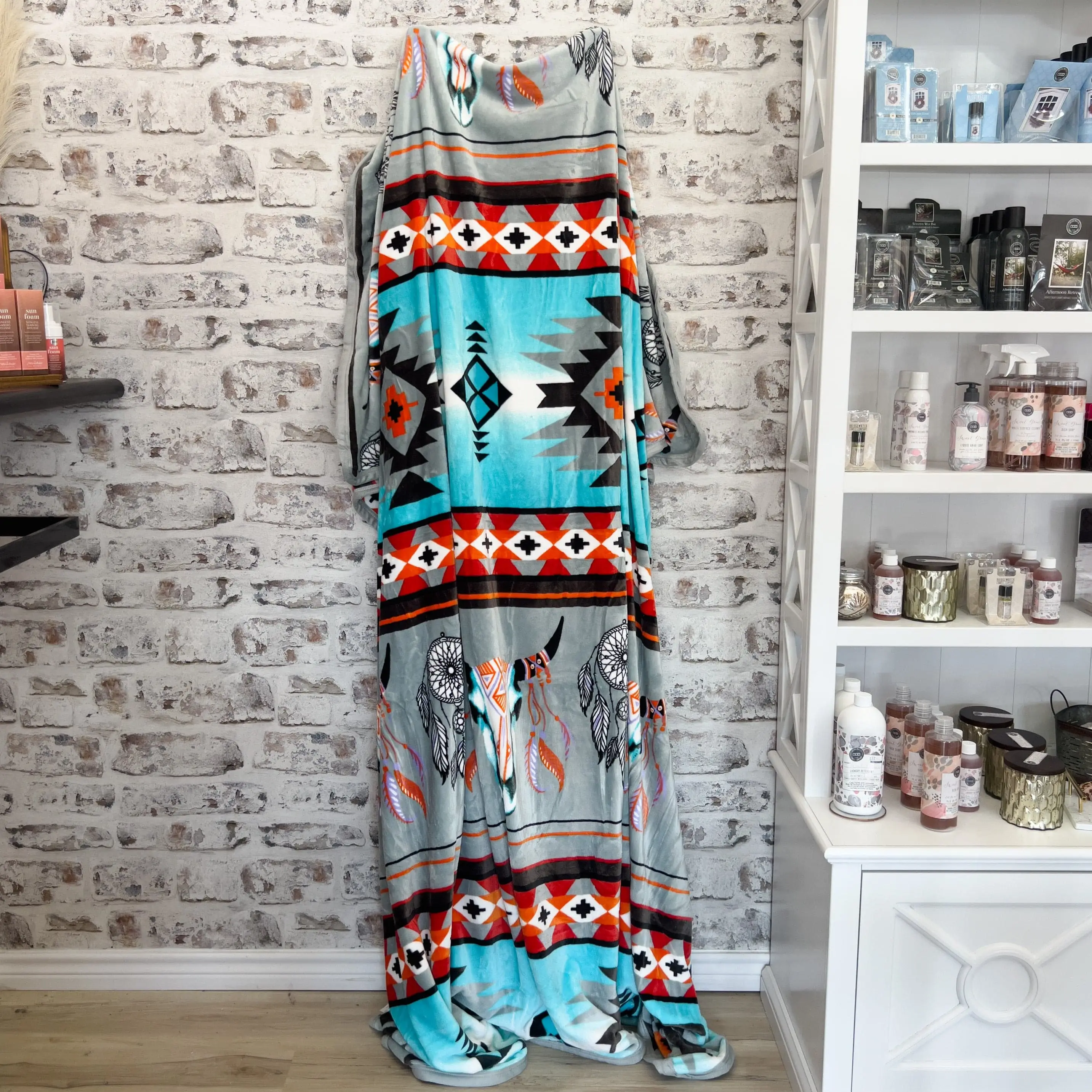 Z Grey Bull Skull Oversized Blanket 82"x90"