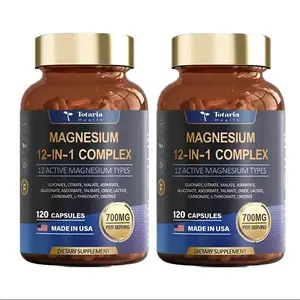 （Pack of 2）12-in-1 Magnesium Complex 700mg - Supplement  with Glycinate Citrate Malate Oxide Taurate Aspartate Orotate, Vegan Capsules for Muscle, Heart, and Relaxation Support  magnesium