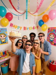 Thug Life Pixel Sunglasses Party Cosplay Funny Photo Prop, 2 Pairs Pack, Solid Pattern, PC Material, All Seasons