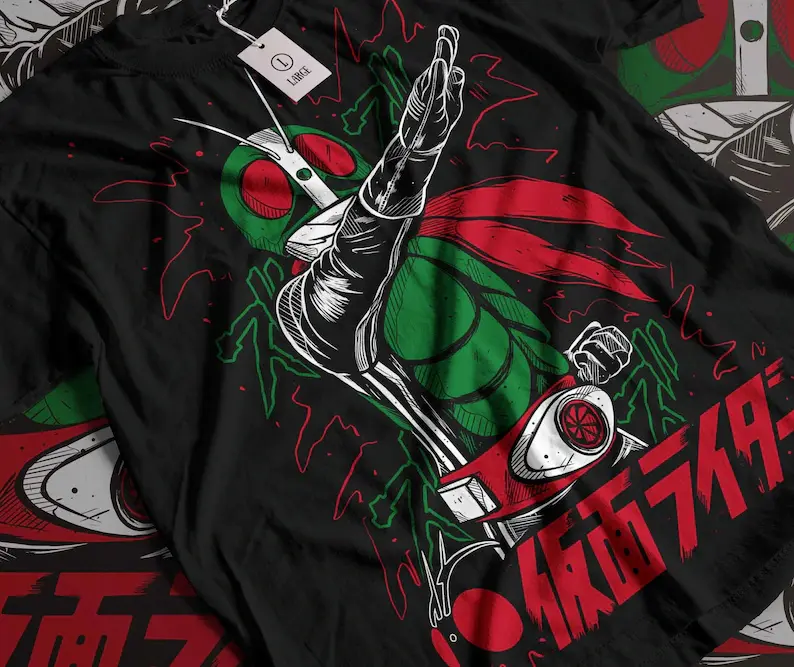 Kamen Rider! Japanese Tokusatsu Science Fiction Hero TV Show Character Tshirt T-Shirt Gift for Birthday Holiday Christmas Halloween Unisex