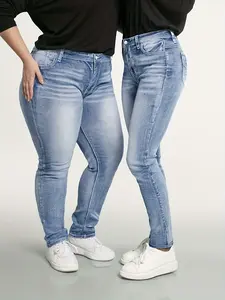 Plus Size Jeans for Curvy Women Skinny Jeans for Women Jeans High Rise Waisted Distressed Simple Retro Style Jeggings, Womens Legging Jeans Fall Pants