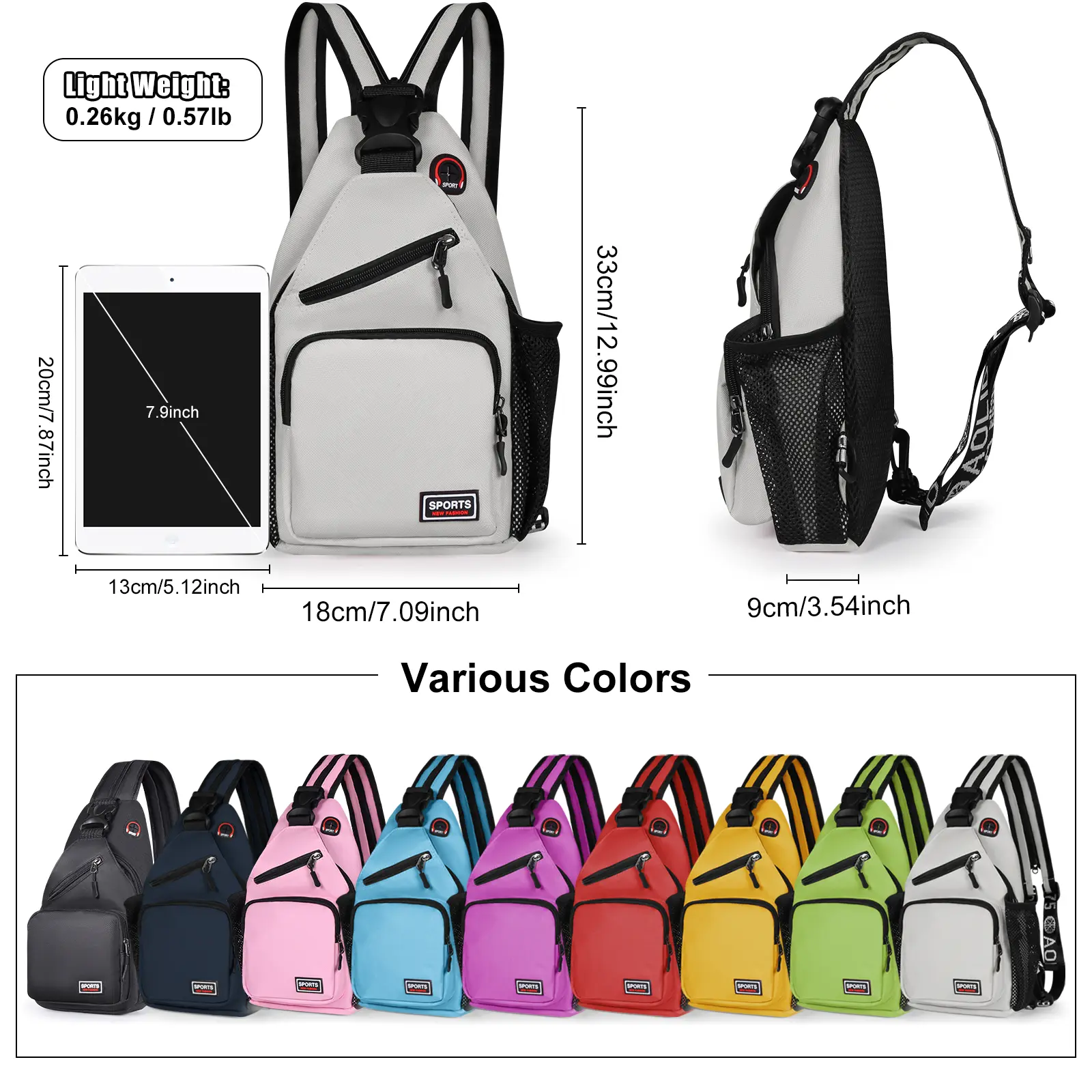 Convertible Chest Bag for Men & Women, Lightweight Casual Sling Backpack with Earphone Hole for Everyday Travel & Workout, Casual Belt Bag, Convertible Belt Bags