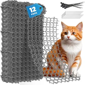 12 Pack Scat Mat for Cats - 16 x 8 Inch Cat Deterrent Mat with 1 Inch Spikes, 6 Garden Staples & 10 Zip Ties, Pet Training Mat for Cat Repellent Indoor & Outdoor