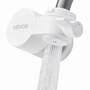 VEVOR Faucet Mount Water Filter, Horizontal Water Purifier for Sink Tap, Carbon Fiber Filters, Removes Chlorine Lead with 1 Filter, Fits Most Kitchen or Bathroom Faucets, White