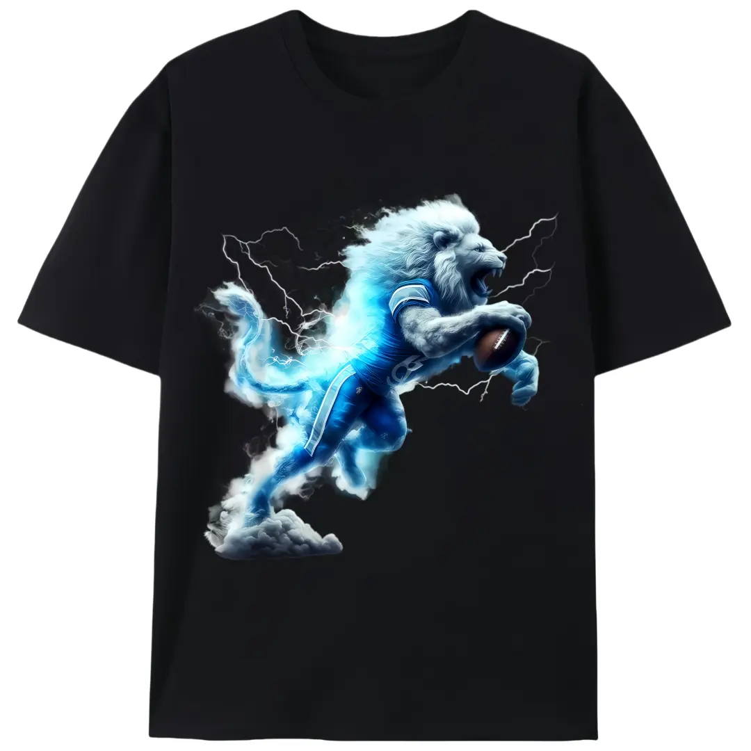 Women's Cotton Crewneck Short-Sleeve Thermal Novelty T-Shirt - Lions American Football Lightning Graphic, Funny Design for Birthday, Graduation