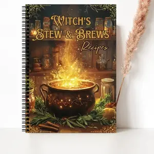 Witch's Potions & Stews Recipe Notebook A5, Vintage Magic Cooking Journal, Spell Brewing Guide, Essential for Wicca Believers Rpg Fans Gift