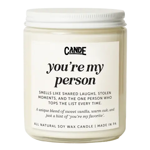 C&E Craft Co. "You're My Person" Vanilla Soy Candle - Handmade Best Friend Gift, Girlfriend Gift