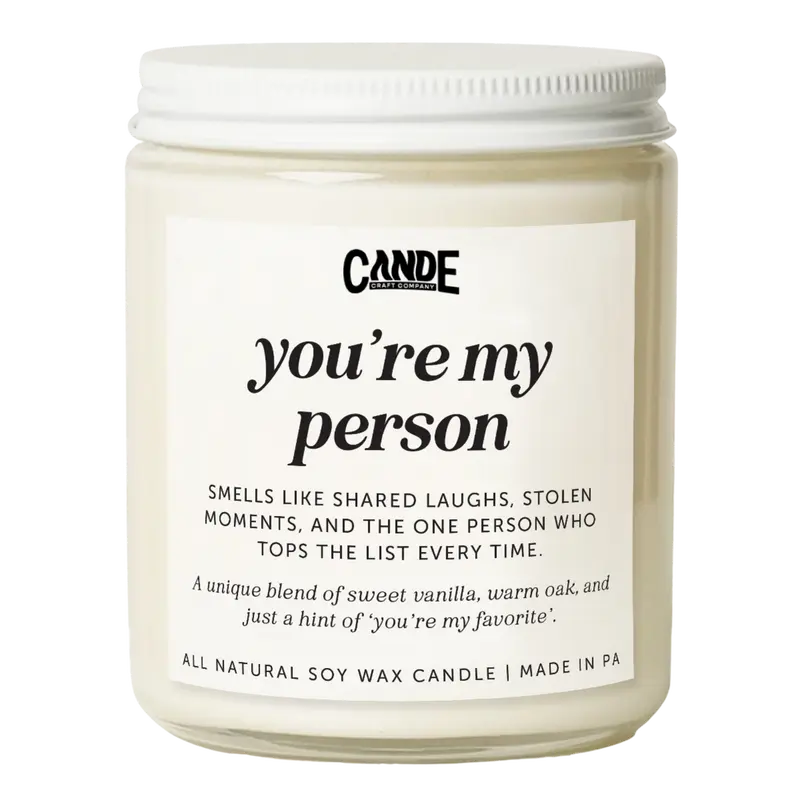 C&E Craft Co. "You're My Person" Vanilla Soy Candle - Handmade Best Friend Gift, Girlfriend Gift