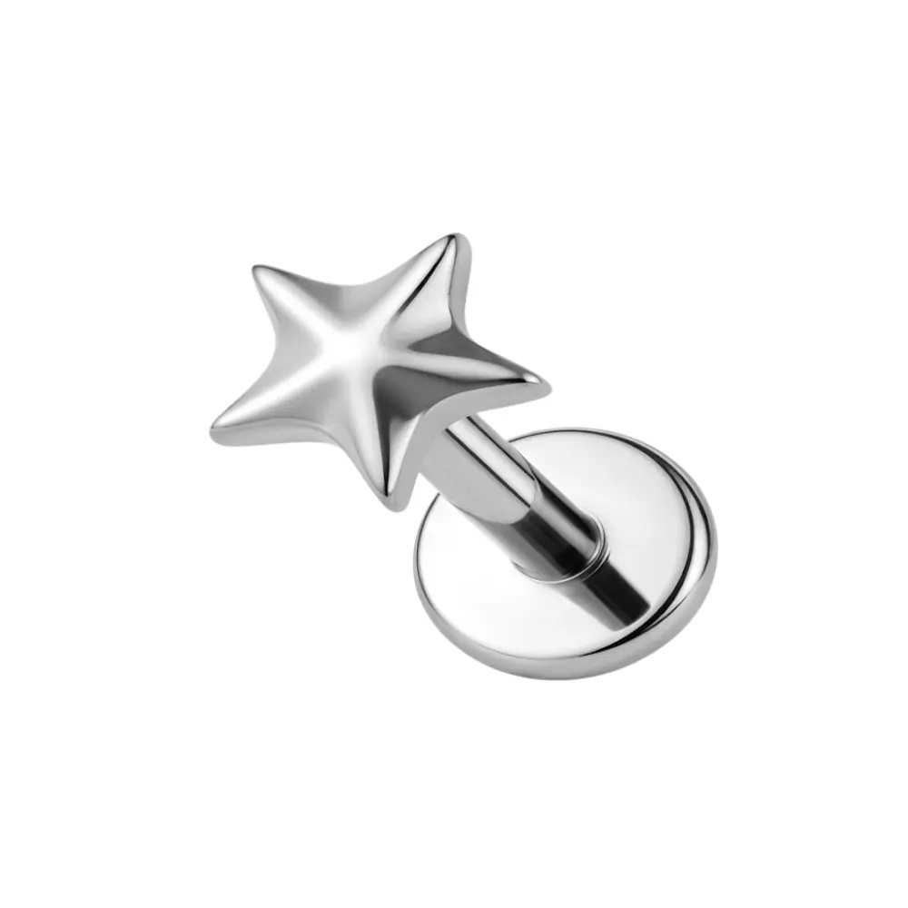 Threadless Push-in Star Flat Back Stud - ASTM F-136 Implant Grade Titanium