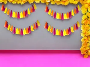 Beautiful Net Fabric Multicolored Curtain Strings Set of 4 for Indian Festival, Indian Wedding, Mehendi, Sangeet, Pooja or Diwali Decor
