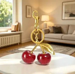 Cute Cherry Design Sparkly Bag Charm, Fashionable BagKeychain for Women & Girls, Trendy All-match & ExquisiteBag Charm for Birthday Gift, Purse Accessories,restock.