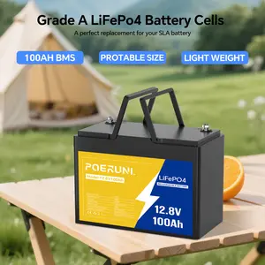 POERUNI. 12V 100Ah LiFePO4 Battery - 12.8V 100Ah Off-Grid Power for RV Camping Solar Systems