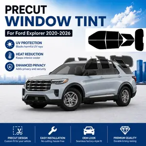 Precut Window Tint Film for Ford Explorer 2020-2026 All Side+Rear Windshield Any VLT 2Ply Anti-Shatter, UV Block, Privacy Protection, No Trimming Needed,Heat & Glare Reduction