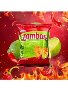 Zambos Chile Limón Flavored Premium Plantain Chips 140 Calories 3g Fat 1g Honduras Snack Authentic Taste Savory Snack