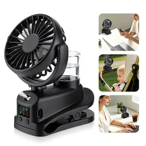Clip-On Fan with Humidifier, 4-Speed Adjustable Spray Fan, 1200mah Battery Rotating Mini Desk Clip Fan For Bedside, Stroller Use, USB Rechargeable Fan
