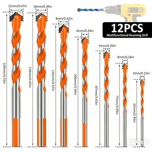 Triangle drill, hard alloy ceramic tile drill bit, concrete drilling hole, overlord drill, multifunctional glass cement flashlight alloy drill, 3/4/5/6/8/10/12mm