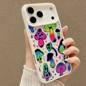 Neon Mushroom Allover Print Phone Case Supports Wireless Charging for iPhone 17 Air 16 15 14 Pro Max 13 12 11 Shockproof  Protection  Acrylic phone case