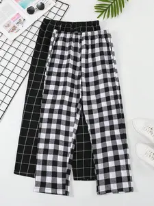 Men's Plaid Long Pants, Manfinity Hypemode Casual Versatile Pants, Comfortable Fashion Fit, Perfect for Daily Wear