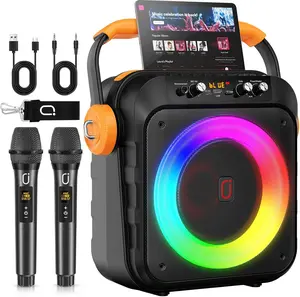 Karaoke Machine with 2 Microphones:  Portable  Speaker with 6.8" Subwoofers, Karaoke Machine for Adults  with PA System, Karaoke Microphone & DJ Lights for  Party Outdoor