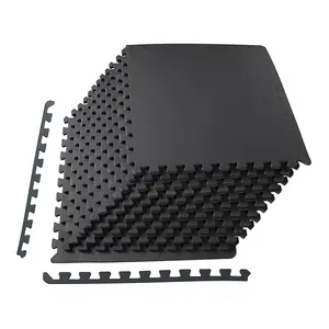 BalanceFrom Fitness 48 Sq Ft Interlocking EVA Foam Exercise Mat Tiles, Black