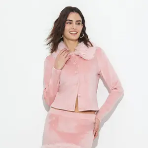 Women's Fur Collar Cardigan - Wild Fable