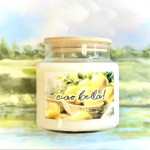 Ciao Bella! 16oz Double Wicked Highly Fragranced Soy Candle Scent Decor Creamy Lemon fragrance Scented Aroma Mother's Day gift idea
