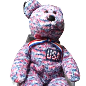 T.Y Beanie Baby Collection - Vintage Collectible Plush Toy in Assorted Colors with "USA" Design and Decorative Strap