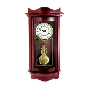 Weathered Chocolate Cherry Wood 25in Wall Clockwith Pendulum