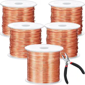 5 Rolls 5 Size  Wire 18, 20, 22, 24, 26 Gauge Copper Wire Kit  Beading Bendable Craft Metal for Making Crafts, Sculpting with a Pliers(Copper)