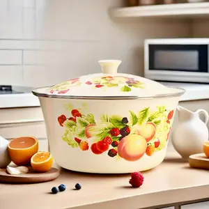 3-Piece Thick Enamel Multi-Functional Bowl Set, Kitchenware, Large Capacity Fruit & Vegetable Bowl, Fermentation Bowl, Salad Stirring Bowl, Compatible with Various Stoves