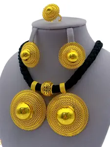 3 Piece Jewelry Set For Women, Dubai Arabic Style, Rope Necklace Earrings Ring, Elegant Party Accessory, Gift for Wedding Engagement