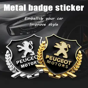 2pcs 3D Metal Wheat Ears Car Body Decoration Stickers Badges Emblems for Peugeot Models, Enhance Your Vehicle's Look