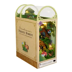 Firefly Forest DIY Exquisite Ornaments 3D Miniature Dollhouses Bookshelf Room Decorations Mini Craft Kits Living Room Tabletop Decorations Holiday Gifts for Thanksgiving Halloween Christmas Birthdays Tools Glue Batteries Not Included