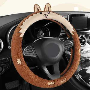 Four-Season Cartoon Plush Steering Wheel Cover, Durable Breathable Sweat-Absorbing Non-Slip, Fits 14.5/15 Inch Suv Cars