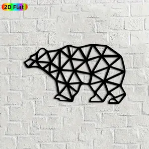 1pc Geometric Bear Metal Wall Art, Stylish Bear Statue Mural, Ideal Gift for Christmas, New Year, Animal Decor Enthusiasts, Rust-Resistant Metal Wall Decor Wall Sculptures, Perfect for Indoor Wall & Outdoor Fence, Charming Home & Garden Decor
