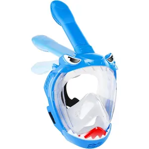 Full Face Snorkel Mask for Kids with 180 °   Panoramic View, Snorkeling Set Featuring Anti-Leak and Anti-Fog Foldable Dry Top Design for Safe Underwater Adventures Snorkeling Gear for Kids Adult
