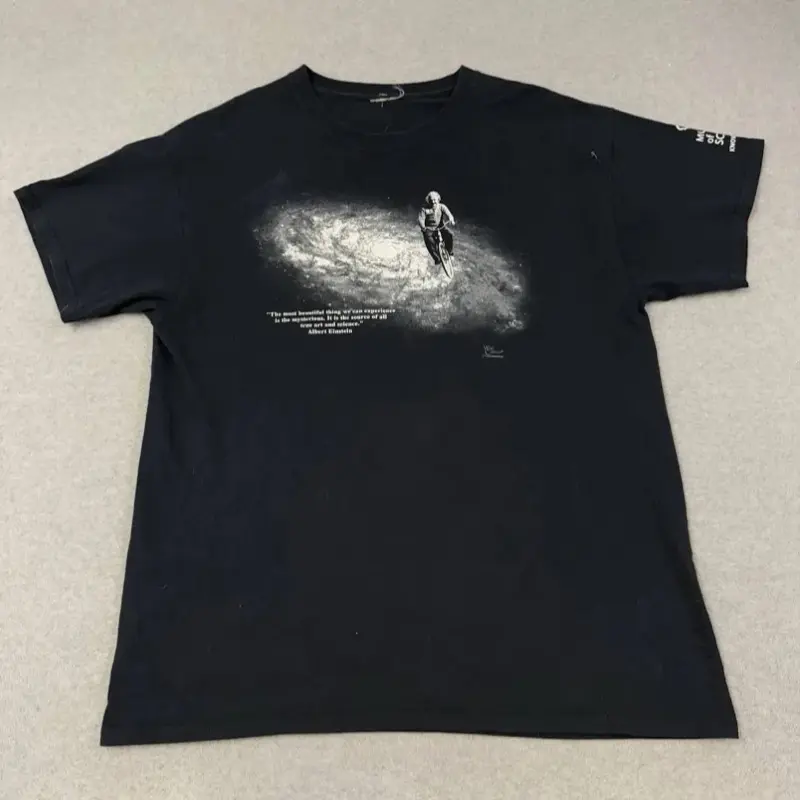 Vintage Albert Einstein Bicycle Galaxy Black Shirt  (Medium Only)